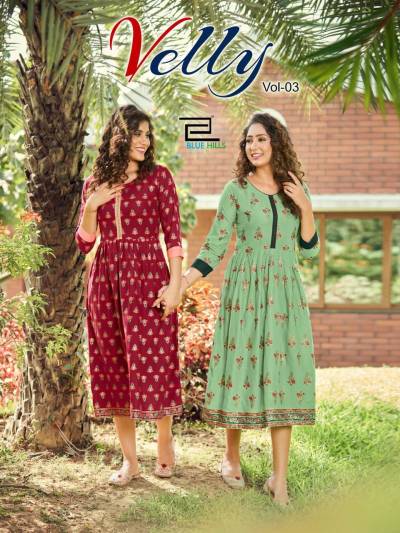 Velly Vol 3 By Blue Hills Fancy Handwork Kurti Collection